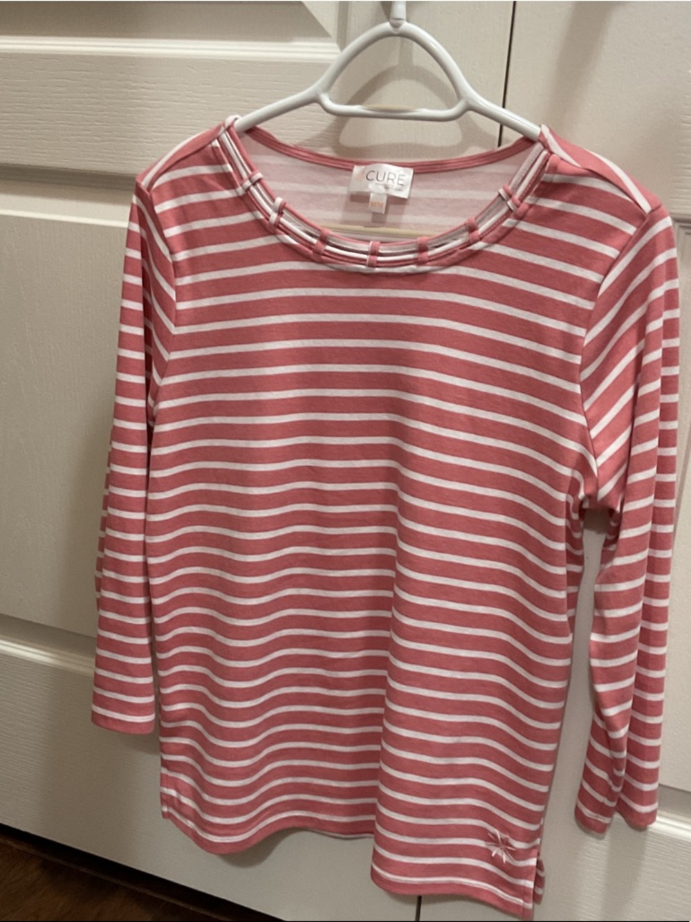 Cure Pink & White Striped Long-Sleeve Boatneck Top